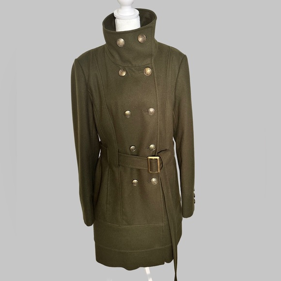 New York & Company Olive Trench Coat with Belt - Picture 4 of 13